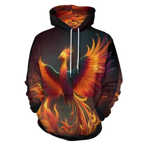 Sweatshirt imprimé phénix pour homme pull à capuche thermique confortable et chic