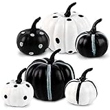 DomeStar Halloween Artificial Pumpkins, 6PCS Faux Pumpkins 2 Sizes Fall Decor Pumpkins Mini Pumpkins Fake Pumpkins for Halloween Thanksgiving Party