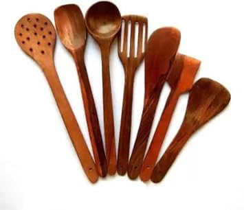 Wooden Serving Spoon, Salad Spoon, Measuring Spoon, Table Spoon Set (Pack of 7) Wooden Serving Spoon Set (Pack of 7)_BZ_7Spoon05