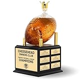 Whiskey Decanter Fantasy Football League Trophy - Customizable FFL Champion Award with Personalized Winner Name Plates - Gold Crown Stopper (Pressed Wood)
