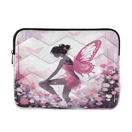 Funda para portátil de 13-14 pulgadas rosa con diseño de mariposa