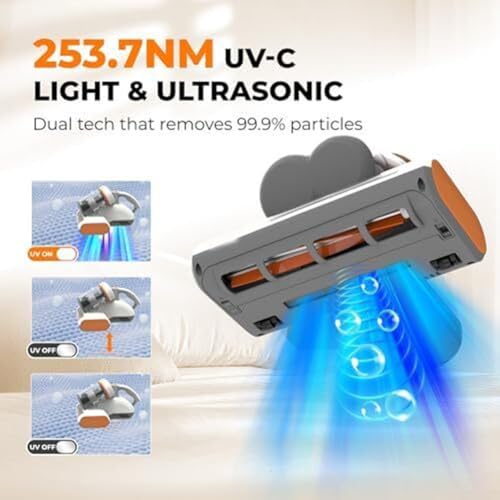 CWOQOCW Mattress Vacuum Cleaner with UV-C Light, 13KPa Suction and Hot Air Drying, HEPA Filter for Dust, Pet Hair, Mattresses - Image 7