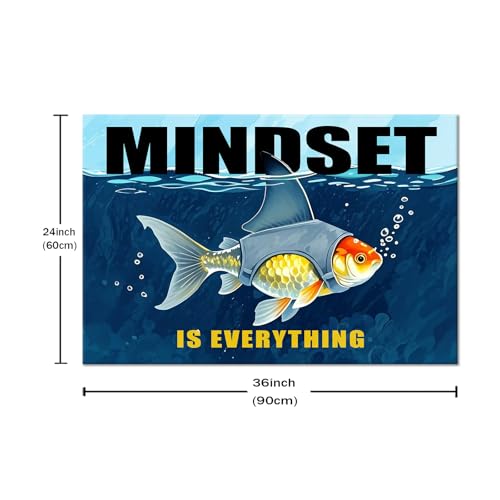YSPCSUN Large Motivational Posters Mindset Is Everything Shark Goldfish Wall Art Framed Inspirational Canvas Prints For Office Classroom Gym Workspace Positive Thinking Wall Hanging 24x36 Inch Art by YSPCSUN - Image 5