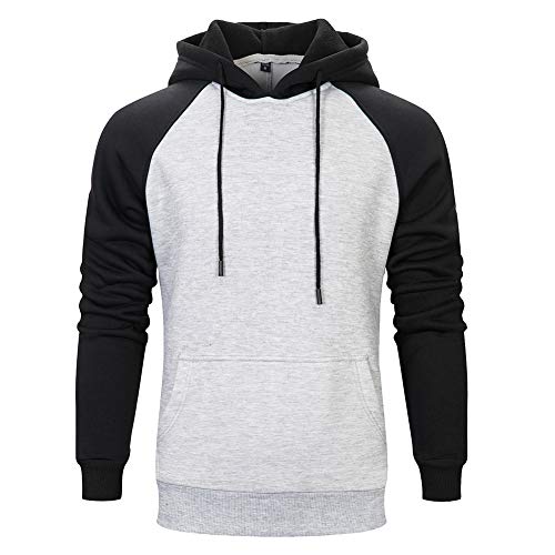 DUOFIER Hoodies for Men Pullover Hooded Sweatshirt with Kangaroo Pocket, 39Light Gray-2XL4