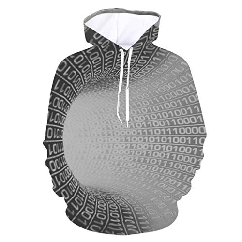 Hombres 3D Mareos Impresi�n de Manga Larga con Capucha para nios Hombre Simple Suelta jers�is con Capucha Tops Gray S