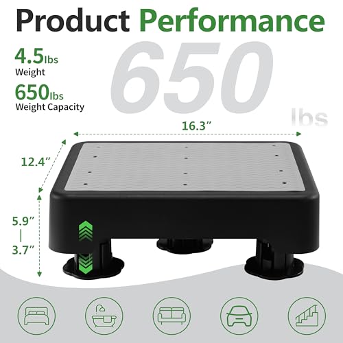 Image of COOL-ANGLE Adjustable Step Stool for Adults & Seniors, 650LBS Heavy Duty Bed Step for High Beds, Non-Slip Wide Safety Platform, Portable Foot Stool Assist for Kitchen, Car SUV, Bathtub & Bedside, Grey