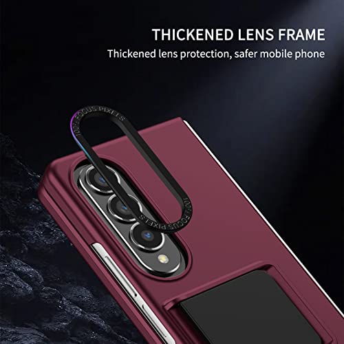 Étui pliable Samsung Galaxy Z Fold 4 rouge vin en PC rigide avec support - 4
