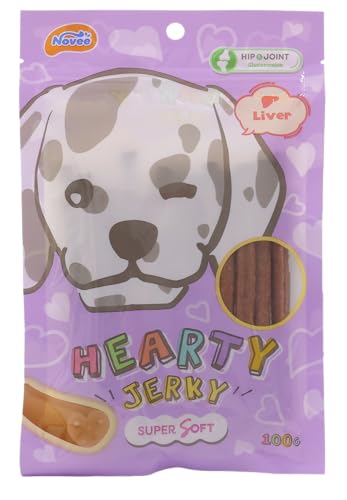 Image of Novee Hearty Jerky Mini Liver Flavour Dog Treats, High Protein, Nutrient-Rich Soft Bites for Training, Daily Reward & Digestive Support in All Breeds,100g