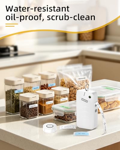 Image of ORGSTA Label Maker Machine with Tape Bluetooth Portable Thermal Labelling Printer for School Home Office Organization, Wireless Mini Labeler S001 Label Machine with Label Sticker Maker, White