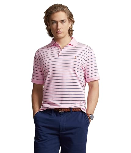 POLO RALPH LAUREN Men's Classic Fit Soft Cotton Polo Shirt Carmel Pink/Light Navy XX-Large