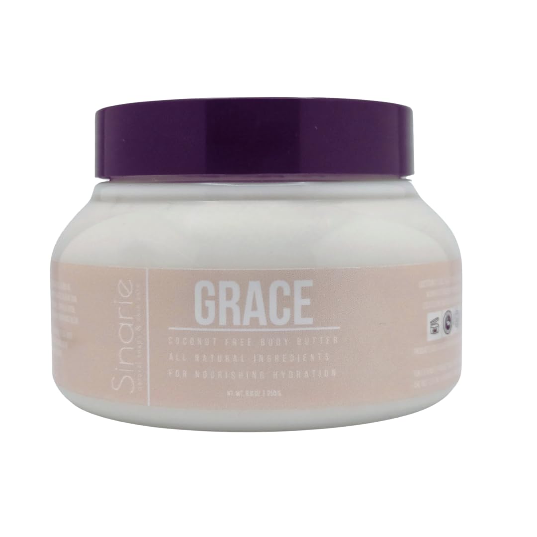 Sinarie Coconut-Free Body Butter – Ultra-Nourishing Moisturizer with Mango Butter, Avocado Oil & Jojoba Oil – Hydrating & Non-Greasy Lotion for Sensitive Skin (4 oz., Grace)