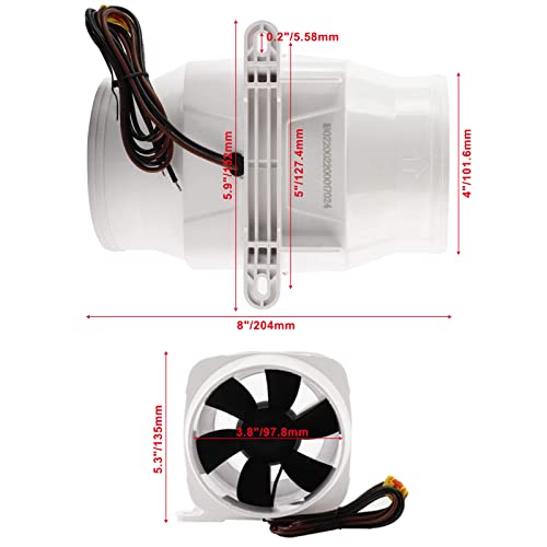 Hyddnice 3" 24V 270 Cfm Marine Bilge Air Blower Electric In-Line Marine Bilge Air Blower Fit For Boat Marine #TOP3