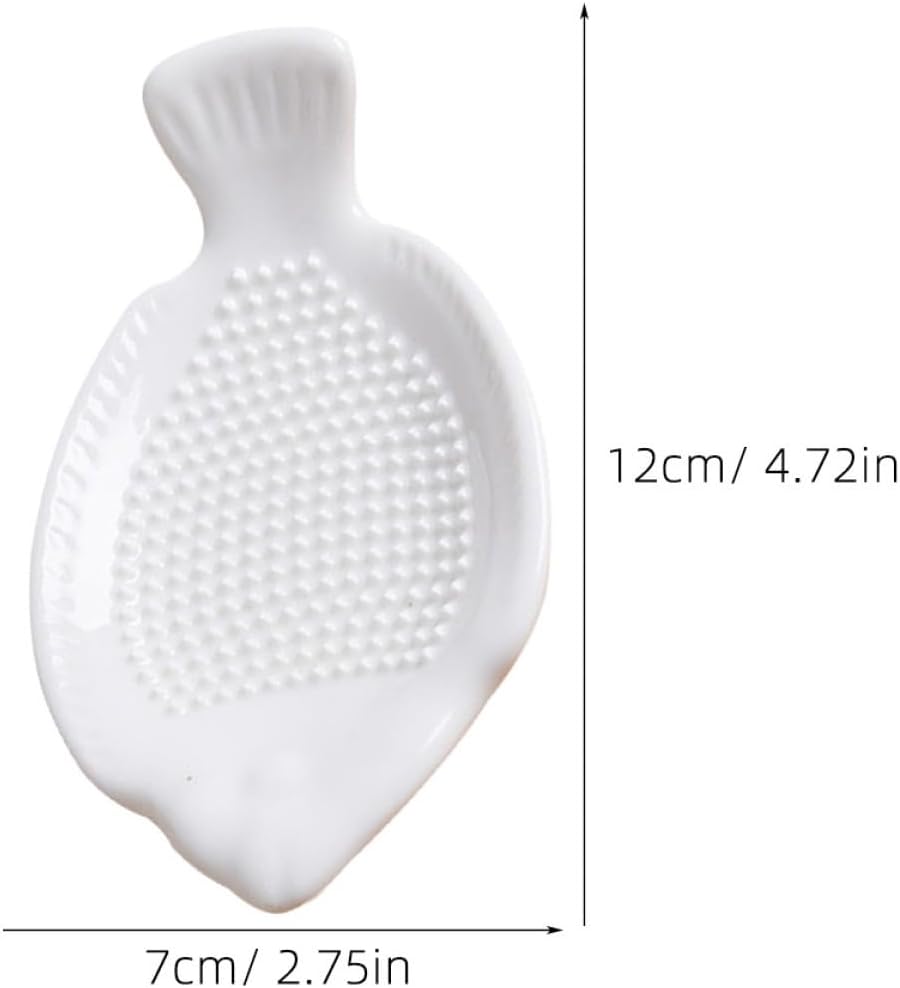 Ceramic Garlic Grinder Plate 2Pcs White Fish Shape for Vegetables image 2