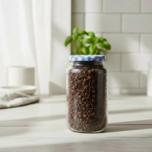 Image of ginoya brothers - Kitchen Glass Jar (1, 1000 ML JAR BLUE CHEX LID)