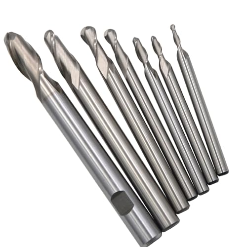 Image of 2Pcs 1mm Dia 2Flutes HSS M2 Ball Nose End Mill Flat Cutter CNC Slotting Cutting Profiling Router Bit for Steels Aluminum Copper Brass Bronze Cast Iron