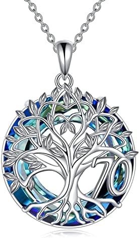YFN Arbre de vie Collier 16/18/30/40/50/60/70 Ans Pendentif en Argent Sterling Bijoux Cadeaux d'anniversaire pour Mère Grandmère Fille