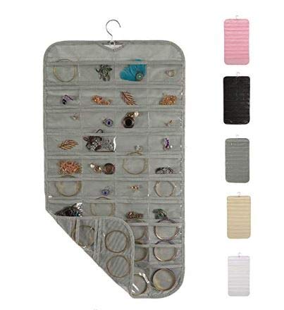 Home Style India Hanging Jewellery Organizer Dual Side 80 Pockets Accessories Storage For Holding Jewellery Pack Of 1 (Grey)