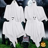 Hanging Ghosts Outdoor Decorations, 4 Pack 28" Cute Flying Ghosts - Halloween Decor for Home, Tree, Porch, Patio, Lawn, Garden, Party & Holiday