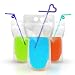 Drink Pouches with Straws Reclosable Clear Zipper Heavy Duty Hand Held Stand Up Transculent Juice Pouches Plastic Drinking Bags Drink Container 2.4'' Bottom Gusset 100 Pcs 100 Straws BPA Free by ERM