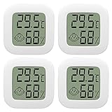 EEEKit 4 Pack Thermometer Hygrometer Innen Mini LCD Digital Raumthermometer Hohe Genauigkeit Temperatur Feuchtigkeitsmesser Monitor mit Luft Komfortables Symbol für Babyzimmer Gewächshaus Lager