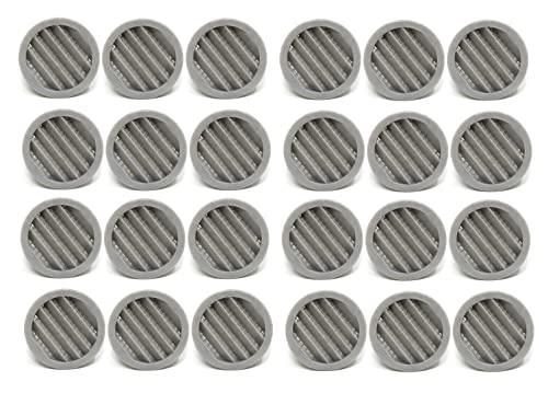 2" Round Plastic Louver Soffit Air Vent Reptile Screen Grille Cover Multiple Colors/Quantities (24, Grey)