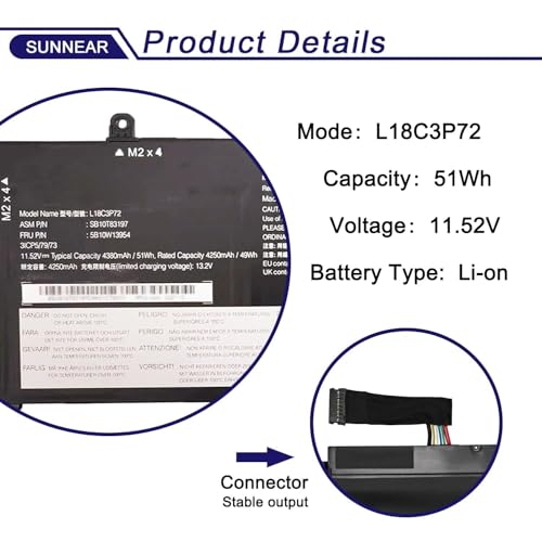 Image of L18C3P71 L18C3P72 SB10T83122 5B10W13877 Battery Replacement for Lenovo ThinkPad T490 T495 T14 P14S P43S Series 02DL007 L18L3P73 SB10K97645 02DL010 SB10K97648 02DL008