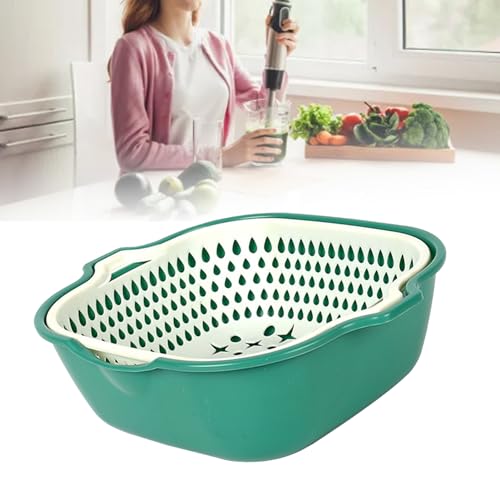 Cinolet da Set di Scodelle Nera, Verdure Facili da Pulire a Cesto Spesso Verde Biologico Multifunzionale per il Dormitorio di Drenaggio Rapido (Grande bianco verde)