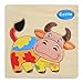 Puzzle 3D in legno Jigsaw Bambini Bambini Cartoon Animali Intelligenza Giocattolo Educativo - Bestiame #