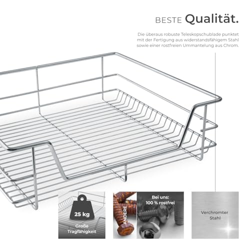 TecTake Teleskopschublade Küchenschublade Schlafzimmerschublade – Diverse Größen – (Passend für 60cm | Nr. 402017) - 4