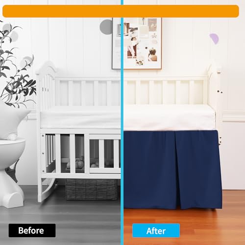 Image of Crib Bed Skirt Dust Ruffle 100% Cotton - Natural, Soft, Breathable for Baby's Delicate Skin, Nursery Toddler Crib Bed Skirt for Baby Boys Girls, Fits Standard Cribs 28 inch x 52 inch with 14 inch Drop