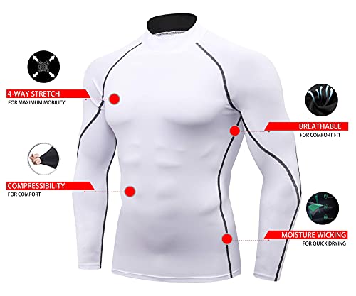 Mens 2 Pack Mock Turtleneck Compression Shirt Long Sleeve Dry Fit Uv Protection Cool Shirts Athletic Running Shirt #TOP4