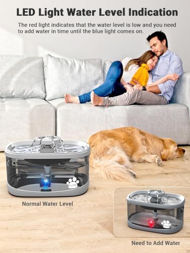 Image of Kastty 2.5Gal /9.5L Dog Water Fountain Extra Large Pet Fountain 3 Flow Modes Cat Fountain w /Larger Filter Super Filtration& Smart LED Pump& Safe Touch Tech, BPA-Free, Quiet, Ideal for Large Dogs Pets