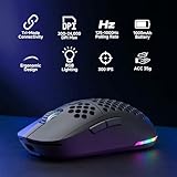 Dierya M1 Wireless Gaming Mouse, 24,000 DPI Optical Sensor, 90g Lightweight, 6 Programmable Buttons, RGB Lighting, 180H Battery Life, 2.4GHz/Bluetooth/USB-C Wired Mouse, Black - Image 2