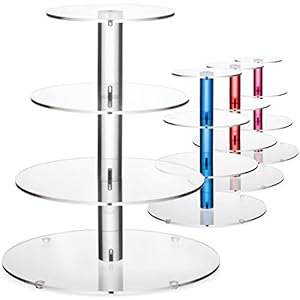 4-Tier Acrylic Cupcake Stand for 36 Cupcakes, Cupcake Tower Made with Finest Food Grade Acrylic, Cupcake Holder Designed with Glassy Stem for Modern Cupcake Display, for Wedding & Party. Clear