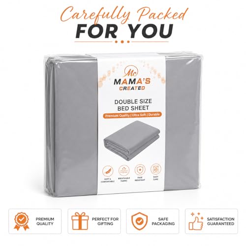 Image of Double Size Bed Sheet - 600 Thread Count Single Flat Sheet Only - Long Staple Egyptian Cotton Top Sheet Wrinkle & Fade Resistant - Silver