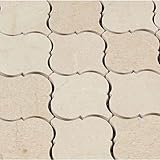 Polished Marble Arabesque Mosaic Tile in Crema Marfil