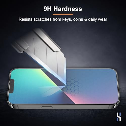 Image of Matte Tempered Glass for iPhone 13 | 13 Pro | 14 | 16e | 17e (6.1 Inch) Military Grade 9H Screen Guard, Anti-Scratch, Shatterproof, Edge-to-Edge Full Coverage - Black Border