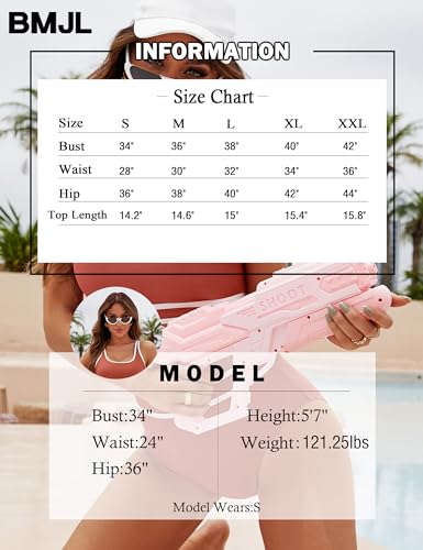 Image of BMJL Women's High Waisted Bikini Sets Sporty Two Piece Swimsuits Color Block Tummy Control Modest Bathing Suit