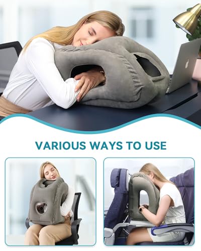 image for JefDiee Inflatable Travel Pillow, Airplane Neck Pillow Comfortably Sup