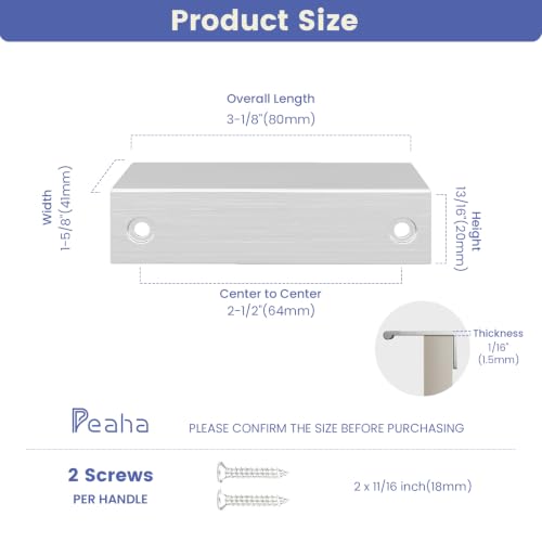 Image of Peaha 25 Pack Kitchen Cabinet Handles 2-1 /2 inch Brushed Nickel Cabinet Pulls