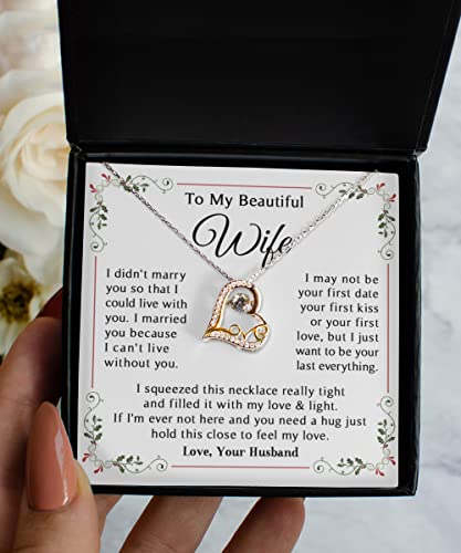 Wife Necklace Gift from Husband, Wedding Anniversary Romantic Gifts for Wife from Husband, Wife Birthday Gifts Jewelry with Message Card and Gift Box