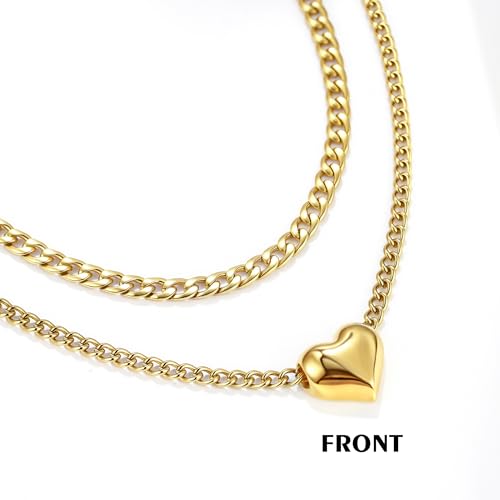 CONRAN KREMIX Waterproof Chunky Gold Necklace for Women Non Tarnish,Stainless Steel Stack Necklace,Paper Clip Rope Chain Gift for Women2