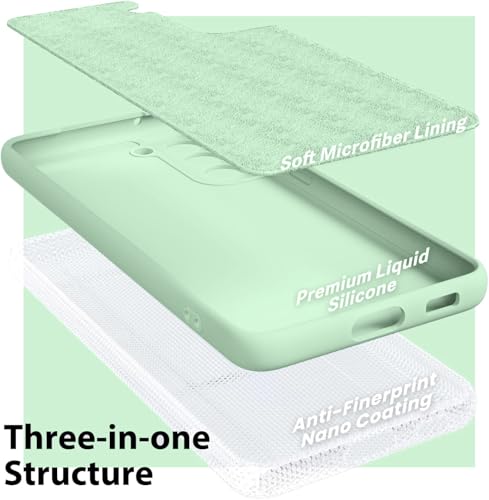 Image of DIZORO Liquid Silicone Case with Microfiber Cushioning Compatible for Samsung Galaxy S22 Plus 5G Shockproof Slim Back Cover, Gel Rubber Full Body Protection (Mint Green)