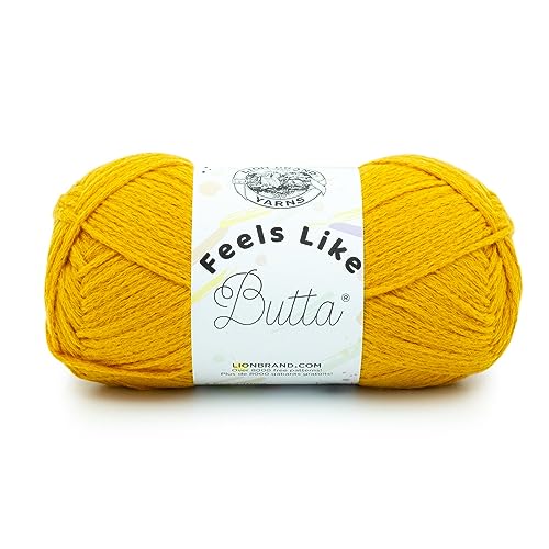 Image of Lion Brand Yarn, Feel Like Butta Velvety Soft Yarn for Knitting, Crochet, and Crafts, Golden Sunshine, 1 Pack, Chenille Like Fiber for Plush Baby Blankets, Amigurumi Toys, and Worsted Weight Sweaters