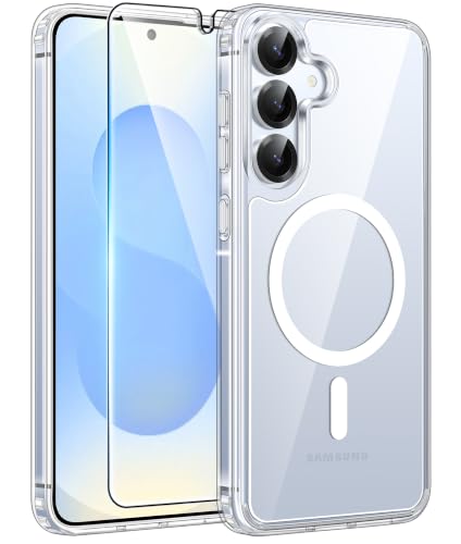 Image of FNTCASE for Samsung Galaxy S25 Plus Case: Samsung Galaxy S24 Plus Phone Case [Fit with Magsafe] Anti Yellowing Transparent Clear [Screen Protector] Military Grade Shockproof Protective Phone Cover