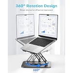 LOXP Adjustable Laptop Stand, Computer Stand with 360 Rotating Base, Ergonomic Laptop Riser Mount for Desk Foldable Protable Computer Desk Fits with MacBook Pro Air (10-16") - Black - Image 3