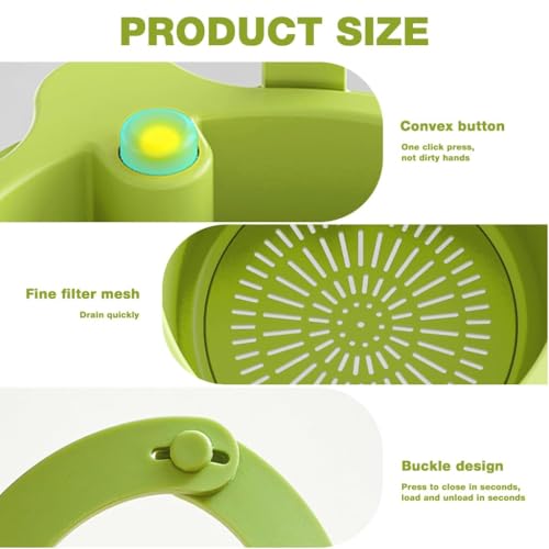 Image of Kitchen Sink Drain Strainer Basket, Faucet Hanging Design, Waste Holder & Food Scrap Filter Cup, Plastic Organizer, Scrubber Waste Leaves, Daily Use, Vegetables Scraps Sink, Easy Clean