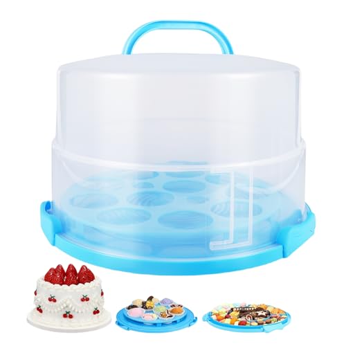 TSMAPLE 12 Inch Tall Cake Carrier Extra Large with Lid and Handle, Large Cake Transport Container Portable for Pies, Cupcakes, Cakes