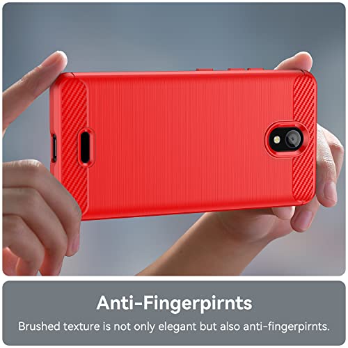 For Nokia C100 Case With Screen Protector [2 Packs],Nokia C100 Phone Case Brushed Flexible Tpu Carbon Fiber Non-Slip Shock-Absorption Military Grade Drop Protection Slim Fit Case For Nokia C100 -Red #TOP4
