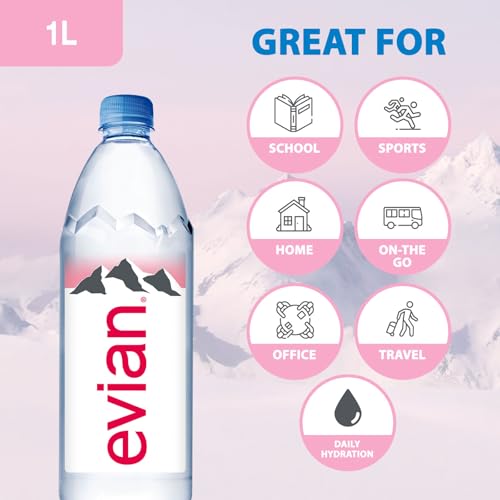 Image of Evian Water 12 x 1000 ml, Natural Mineral, 12000 millilitre